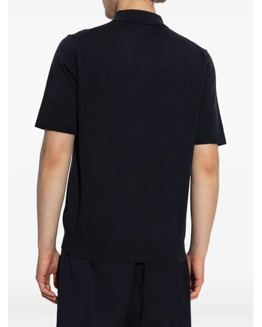Paul Smith Black Embroidered-Logo Polo Shirt for men