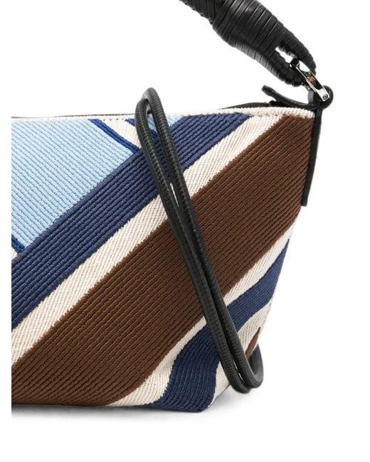 Loewe Blue Striped Woven Tote Bag