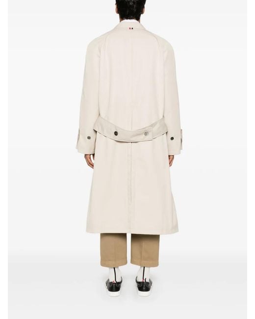 Thom Browne White Cotton Raglan Coat for men
