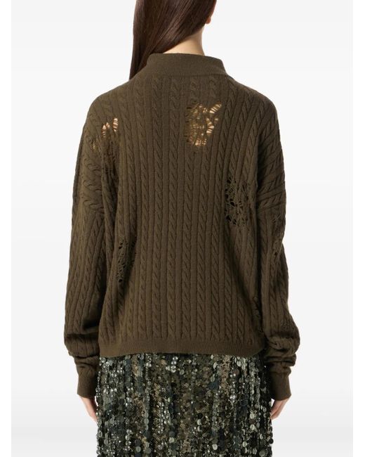 Blumarine Trui Met Gestrikt Detail in het Green