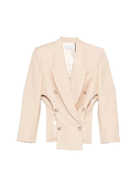 Stella McCartney Natural Double-Breasted Cut-Out Blazer