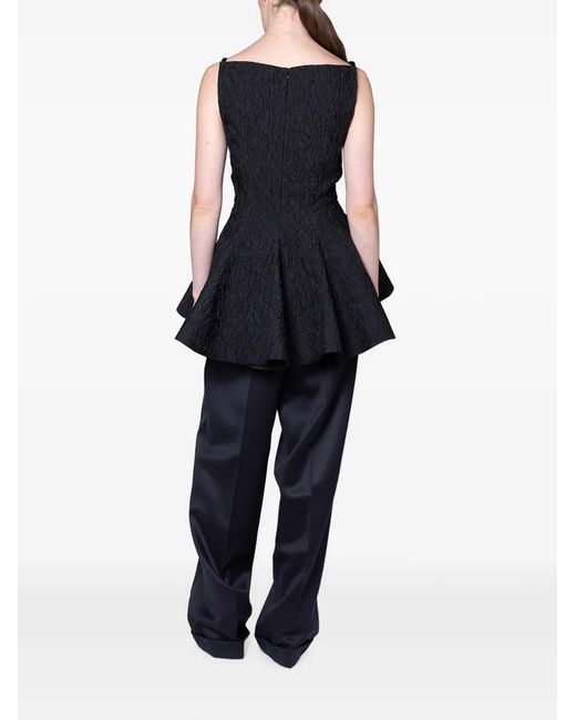 Roksanda Black Axo Cloqué Peplum Top