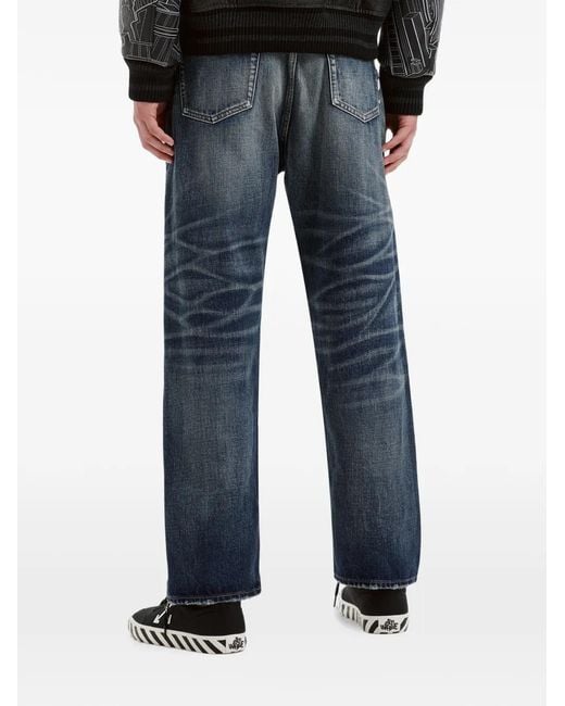 Off-White c/o Virgil Abloh Blue Jean Droit À Logo Imprimé for men