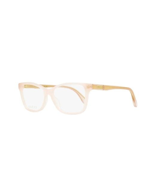 Gucci White Logo-Plaque Rectangular-Frame Glasses