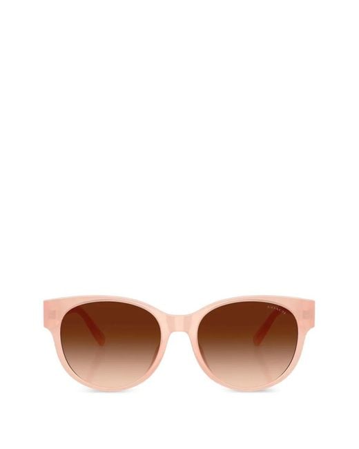 COACH Brown Quilted-Effect Round-Frame Sunglasses