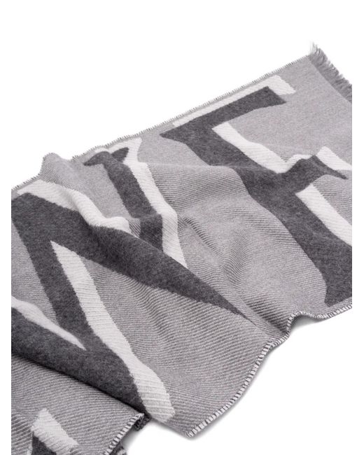 Loewe Gray Logo Fringed Scarf