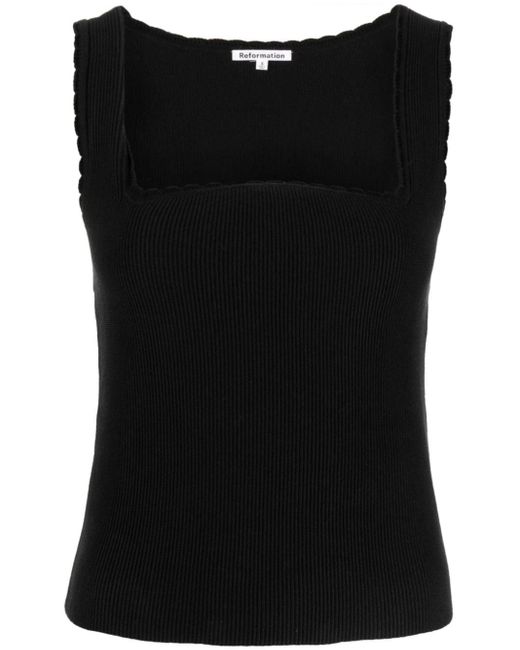 Reformation Black Nalini Knitted Tank Top