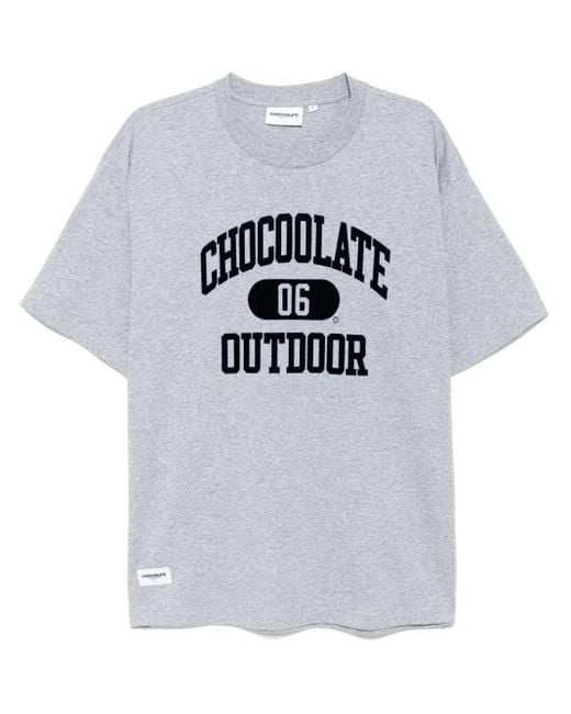 Chocoolate Gray Logo-Print T-Shirt for men