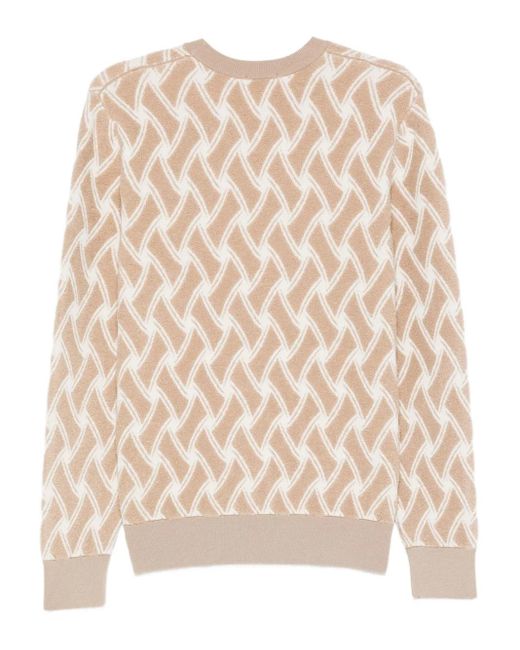 Drumohr Natural Geometric-Pattern Wool Sweater for men