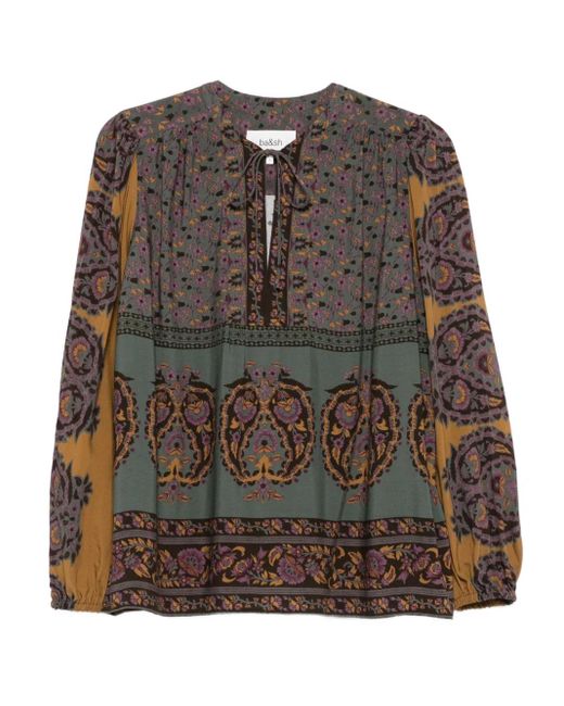 Ba&sh Brown Floral-Print Blouse