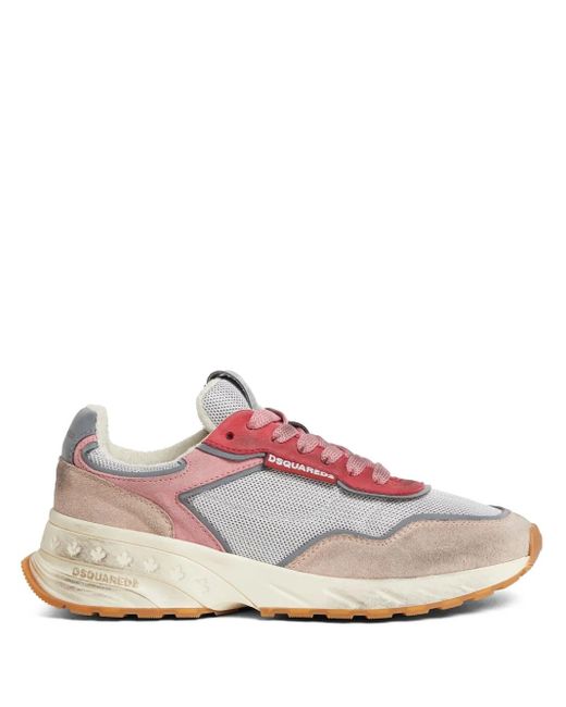 DSquared² Pink Distressed-Finish Sneakers