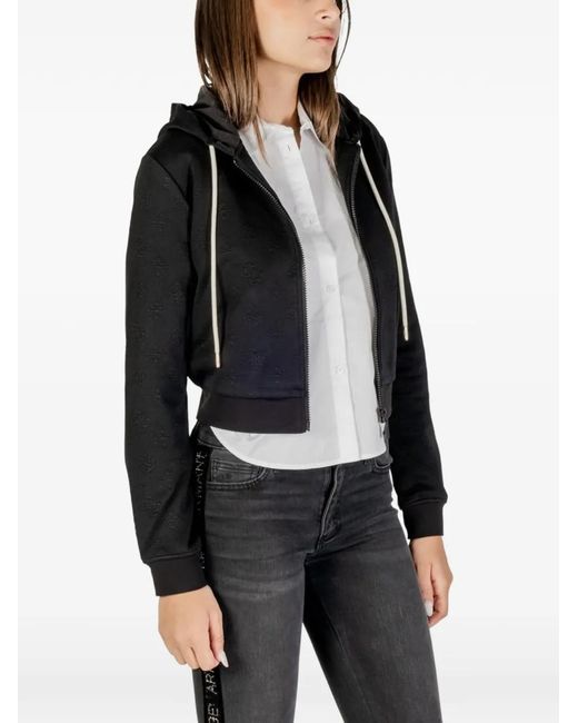 Guess Black Logo Detail Full Zip Hoodie
