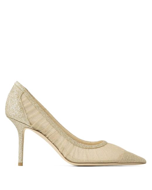 Jimmy Choo Natural Love 85 Mesh Glitter Pumps