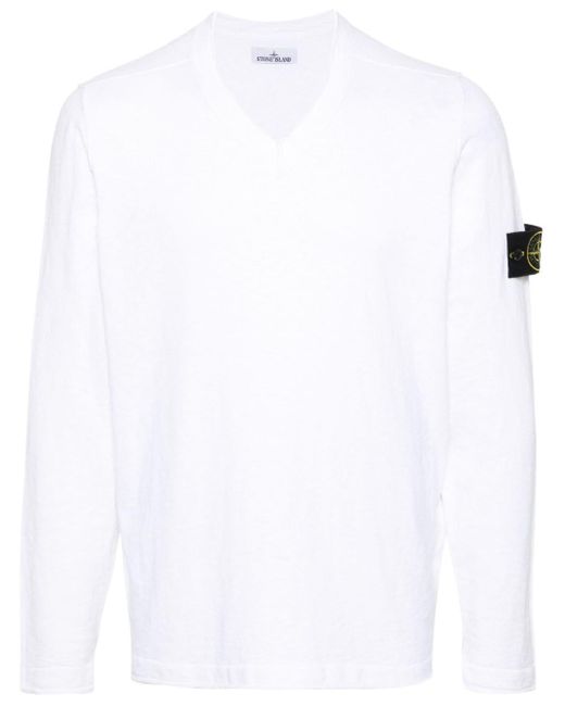 Stone Island White Compass-badge Knitted Jumper for men