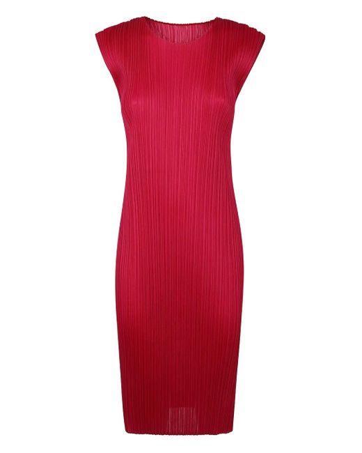 Pleats Please Issey Miyake Plissé-effect Midi Dress Red