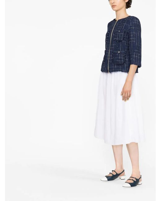 Herno Blue Zip-Up Tweed Jacket