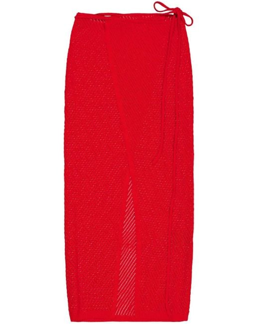 Jupe Longue En Maille Laneus en coloris Red