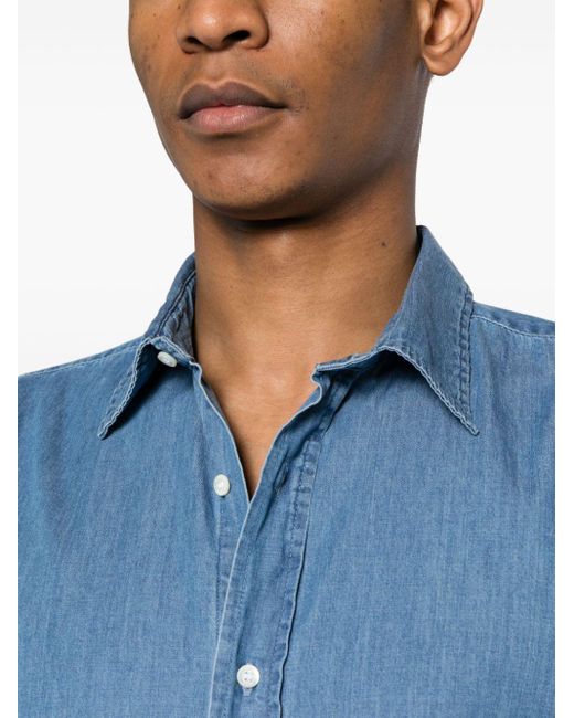 Aspesi Blue Long-sleeve Chambray Shirt for men