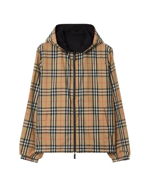 Burberry Natural Reversible Check Hooded Jacket for men