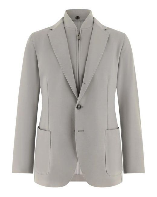 Boggi Gray Wool Blend Sweatshirt Jacket for men