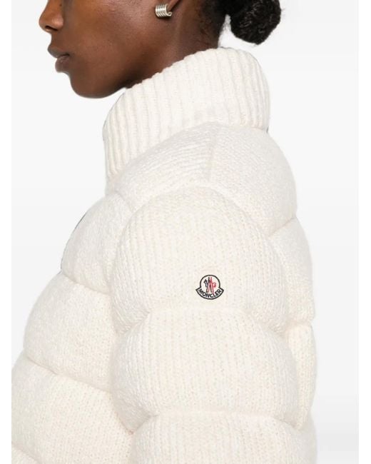 Moncler White Quilted Knitted Jacket