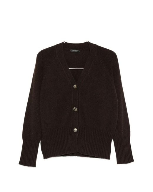 Aragona Black V-Neck Button-Up Cardigan