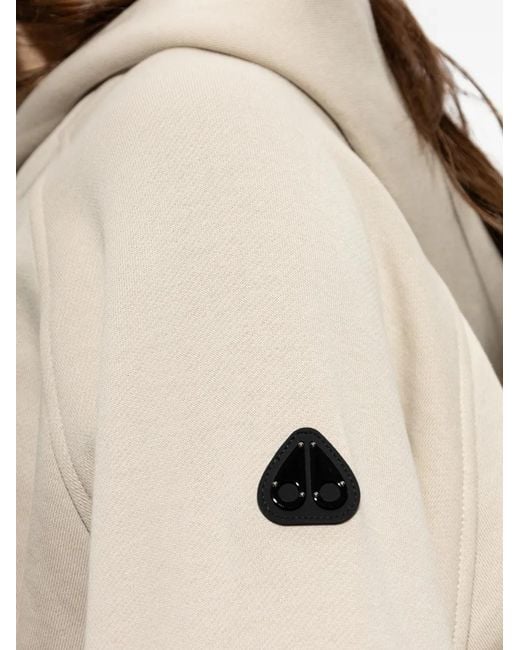 Moose Knuckles Natural Logo-Patch Raglan-Sleeve Hoodie