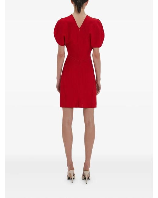 Victoria Beckham Gathered Puff-Sleeve Mini Dress