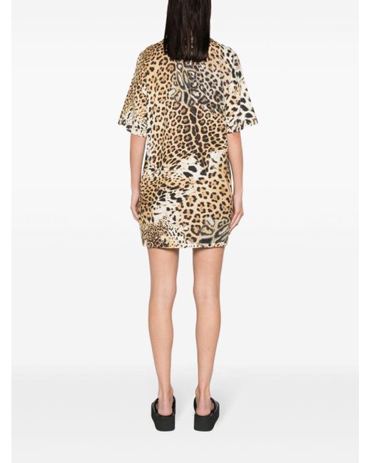Vestido corto con estampado Jaguar Skin Roberto Cavalli de color Natural