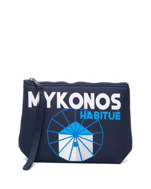 Mc2 Saint Barth Blue Aline Logo-Print Clutch Bag