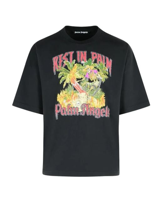 メンズ Palm Angels Rest In Palm Tシャツ Black