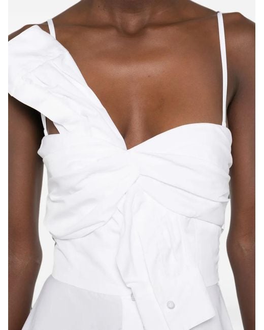 Viktor & Rolf White Bow-Detail Drape Midi Dress