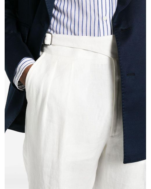 Pantalon de costume à taille mi-haute Ralph Lauren Purple Label pour homme en coloris White