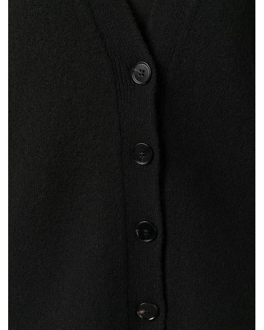 Jil Sander Black Oversized Ribbed Wool Cardigan