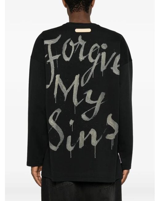 PDF Black Graphic-Print Long-Sleeves Sweatshirt for men