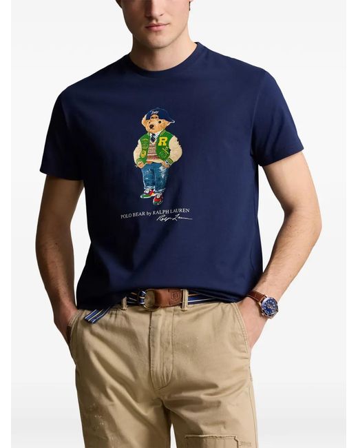 Polo Ralph Lauren Blue Graphic-Print T-Shirt for men