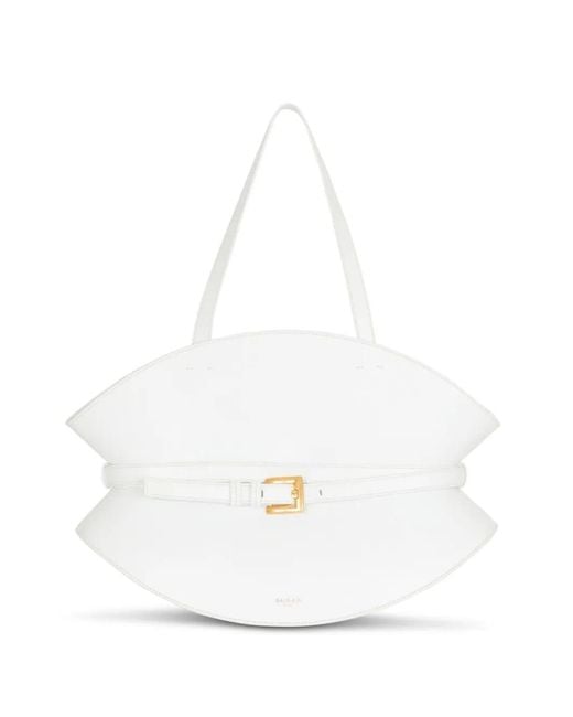 Balmain White Medium Shuffle Bag