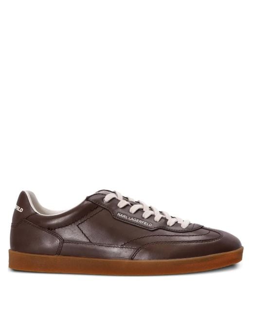 Karl Lagerfeld Brown Leather Logo Sneakers for men