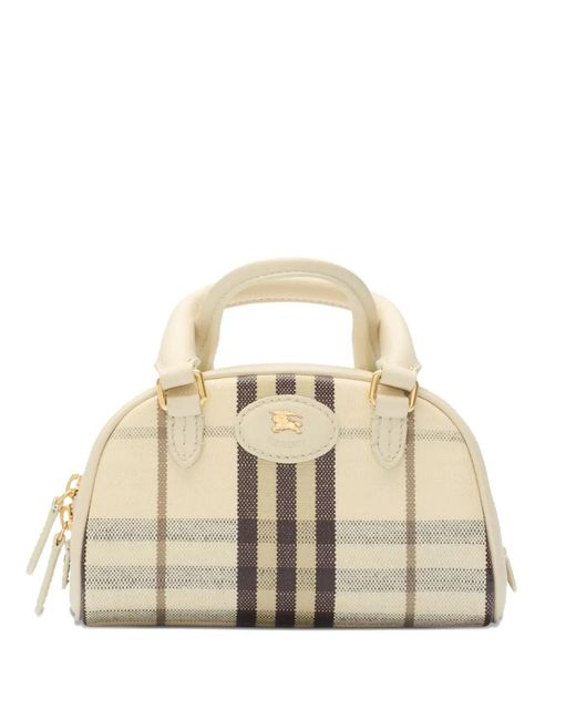 Burberry Natural Check-Pattern Bowling Mini Tote Bag