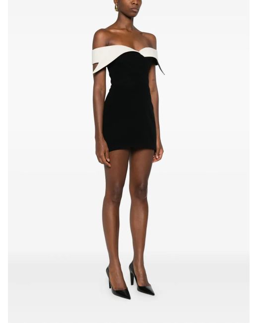 Vestiaire d'un Oiseau Libre Black Off-Shoulder Collared Mini Dress