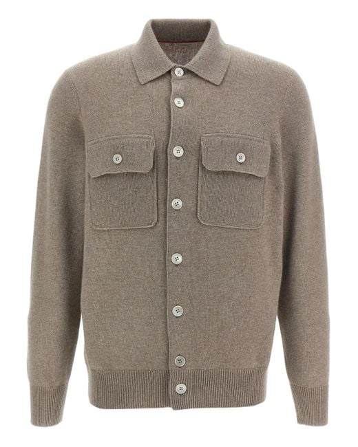 メンズ Brunello Cucinelli フラップポケット カーディガン Gray