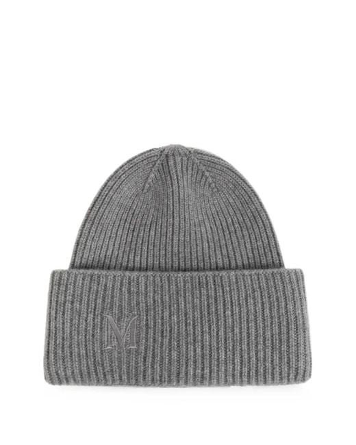 Max Mara Gray Logo-Embroidered Beanie Hat