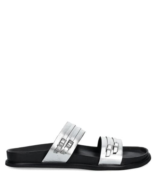 Vagabond White Buckle-Detail Leather Slides