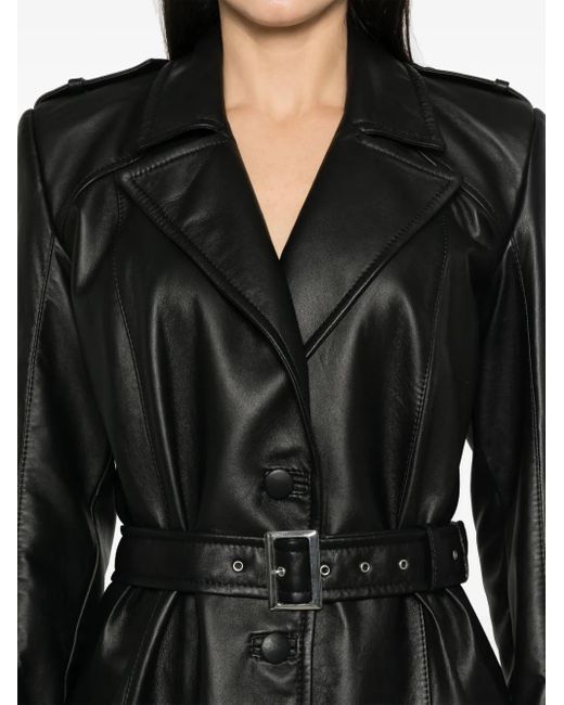 MITILIANE COUTURE Black Leather Trench Coat