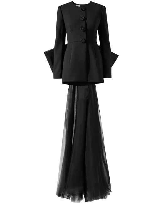 Carolina Herrera Black Tulle Bow-Embellished Jacket