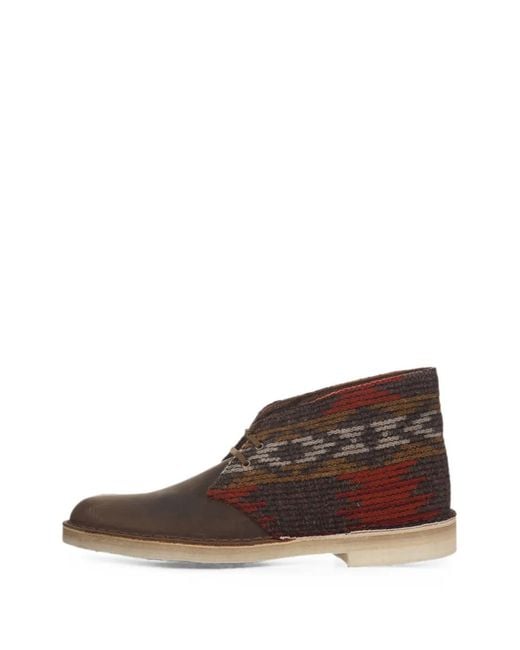 Clarks Brown Geometric-Pattern Desert Boots for men