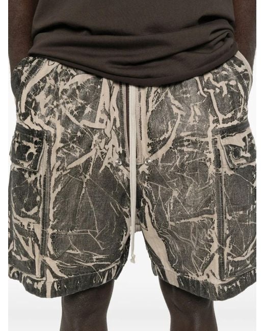 Rick Owens Gray Washed Cargo Shorts for men