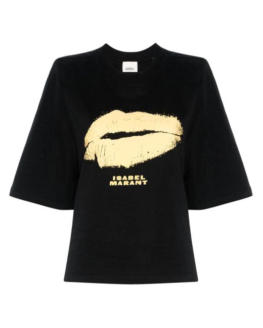 Isabel Marant Black Ben T-Shirt aus Bio-Baumwolle