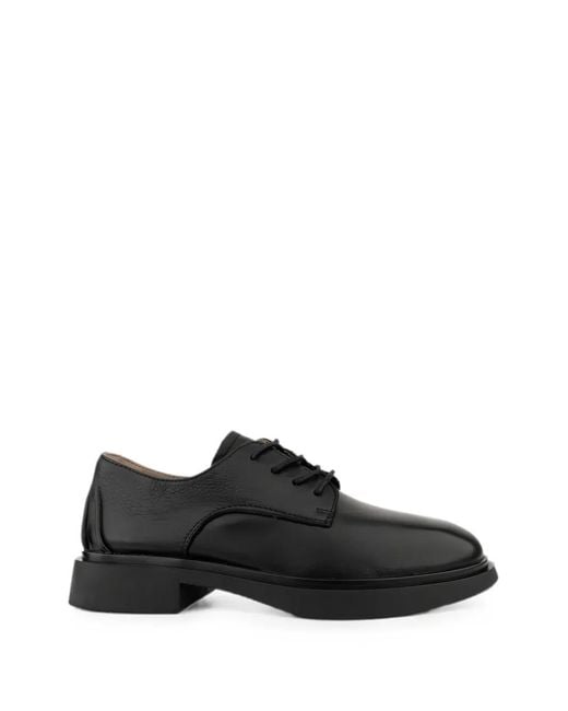 Linda Baumann Black Lace-Up Leather Derby Shoes