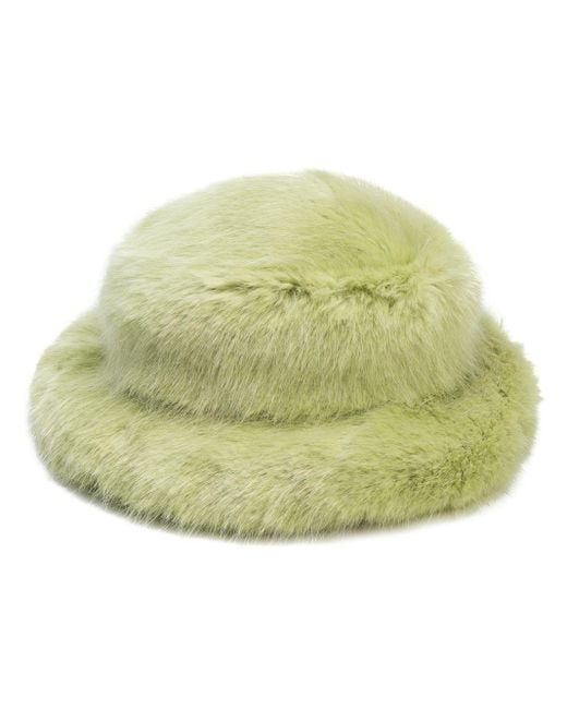 Emma Brewin Green Faux Fur Bucket Hat